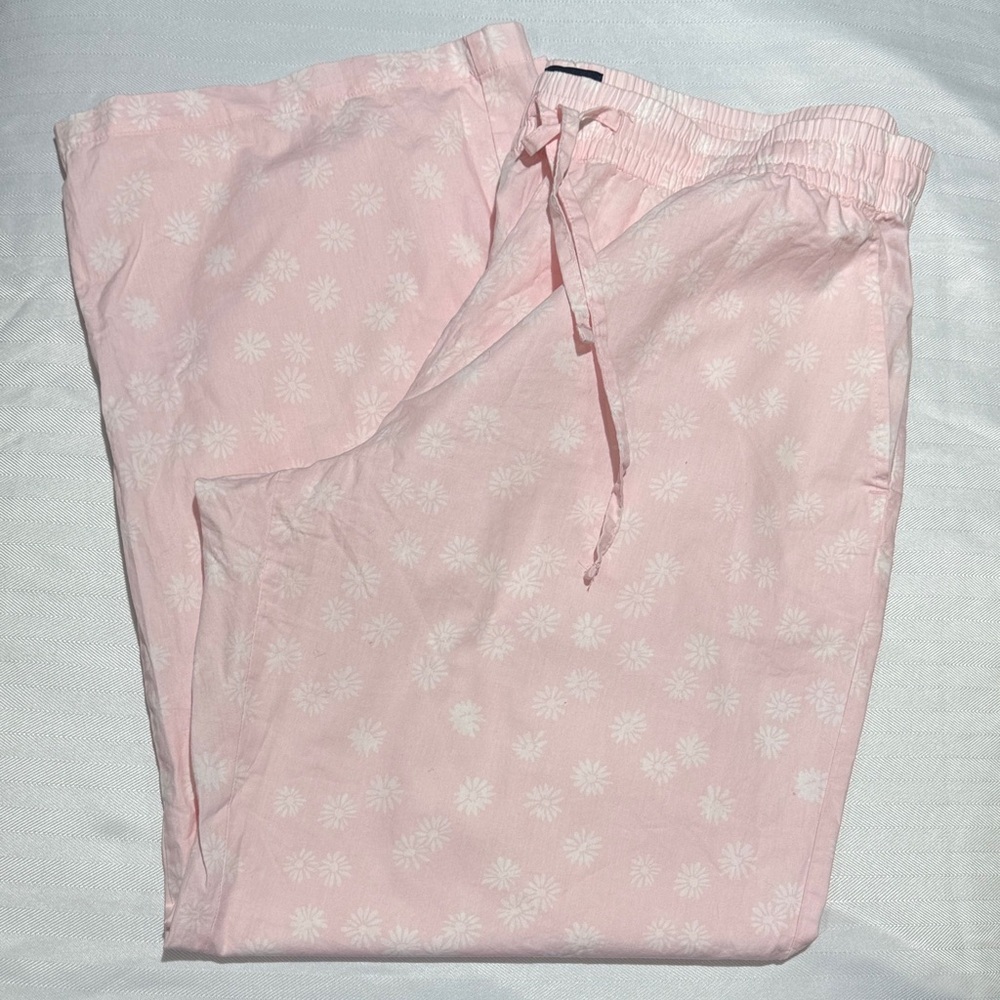 GAP Pink Daisy-Print Drawstring Lounge Pants